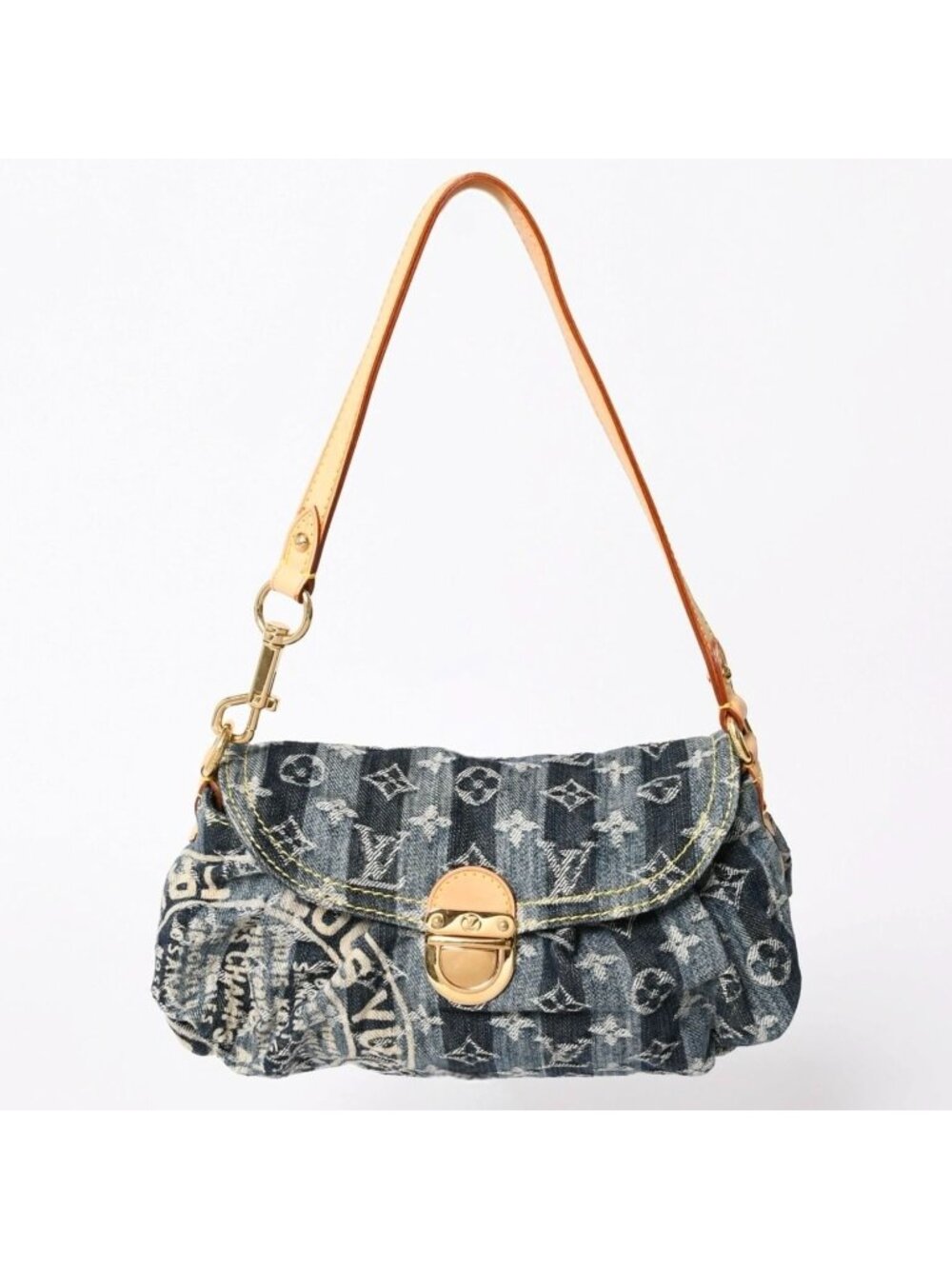 Louis Vuitton Mini Pleaty Raye Shoulder Bag Monogram Denim Blue